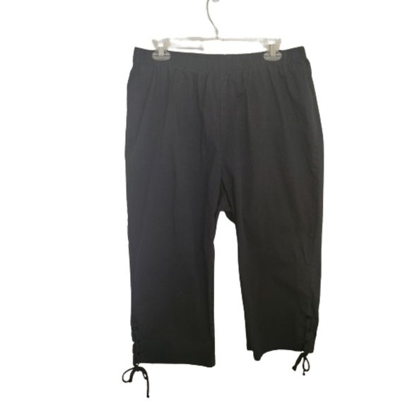 Roamans Pull On Stretch Denim Cropped Jeans Elastic Waist Black Size 22W - Picture 2 of 11